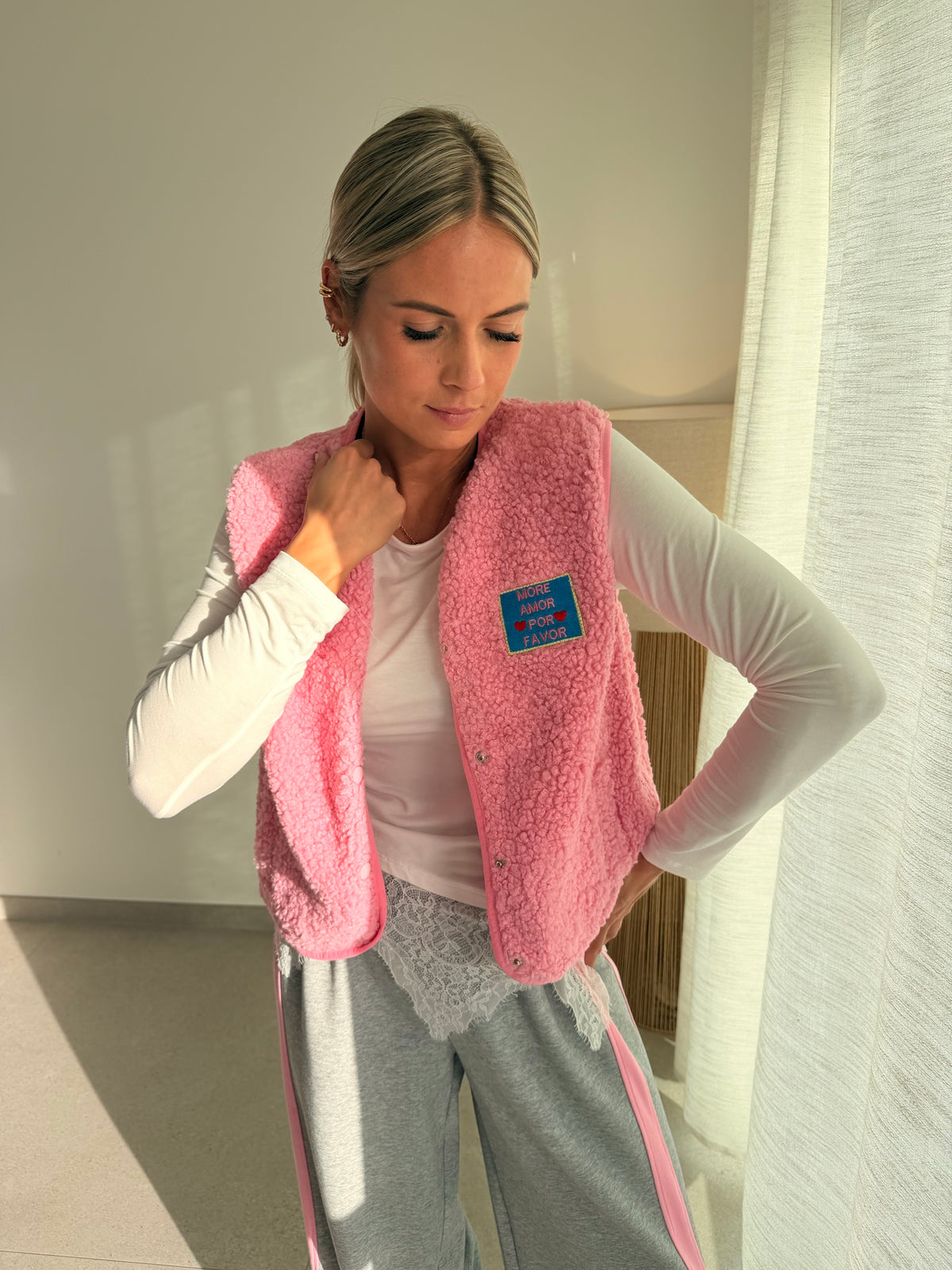 Gilet sans manches rose