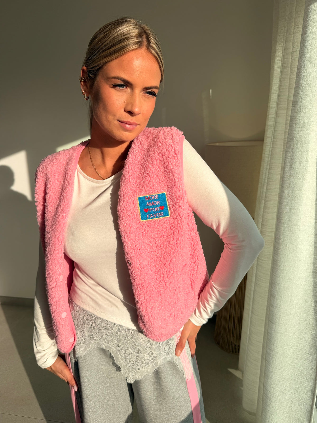 Gilet sans manches rose
