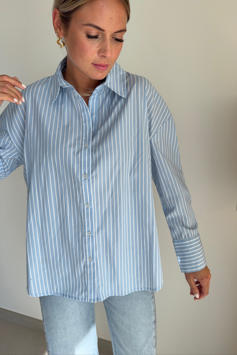 Chemise oregon bleu et blanche