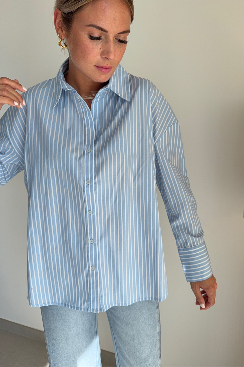 Chemise oregon bleu et blanche