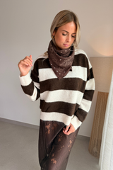 Pull rayé marron & écru