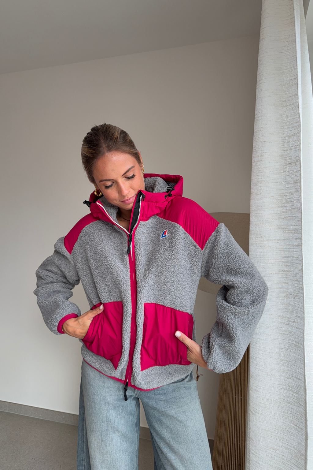 K-Way Angélique 4.0 Orsetto – Red Cerise / Grey