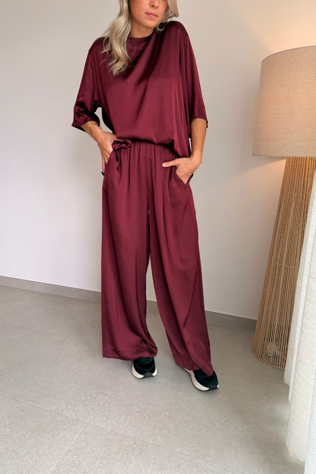 Pantalon bordeaux fluide