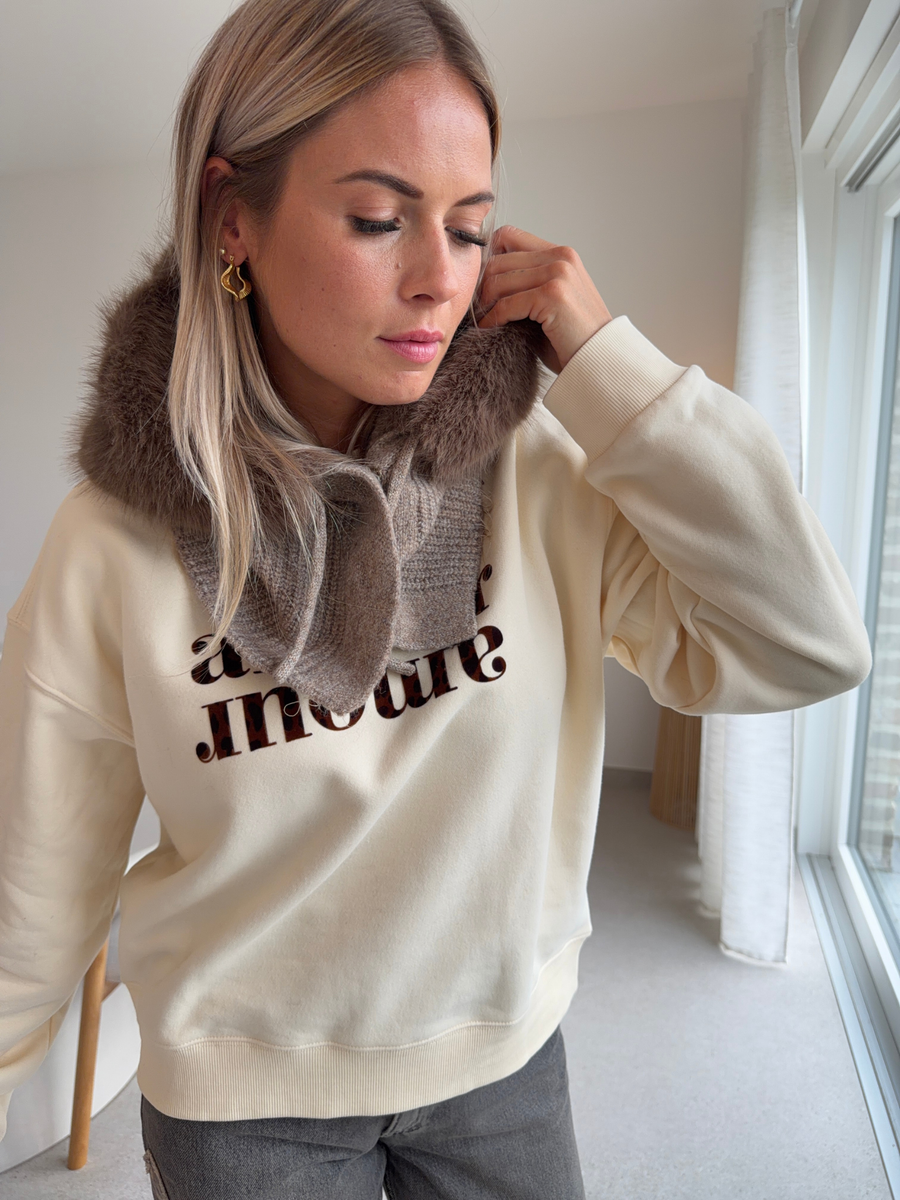 Cagoule fourrure taupe