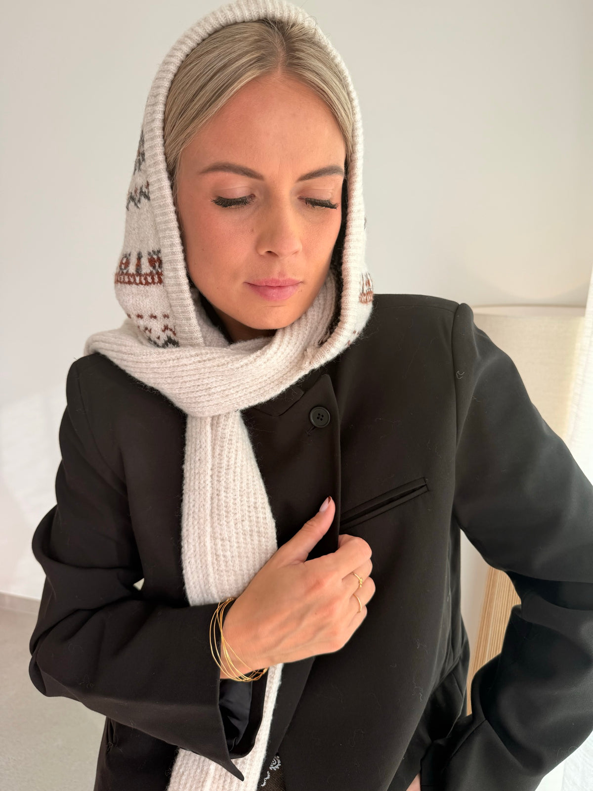 Cagoule beige à motifs