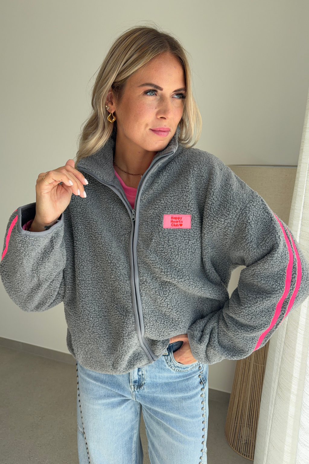 Polaire gris-rose