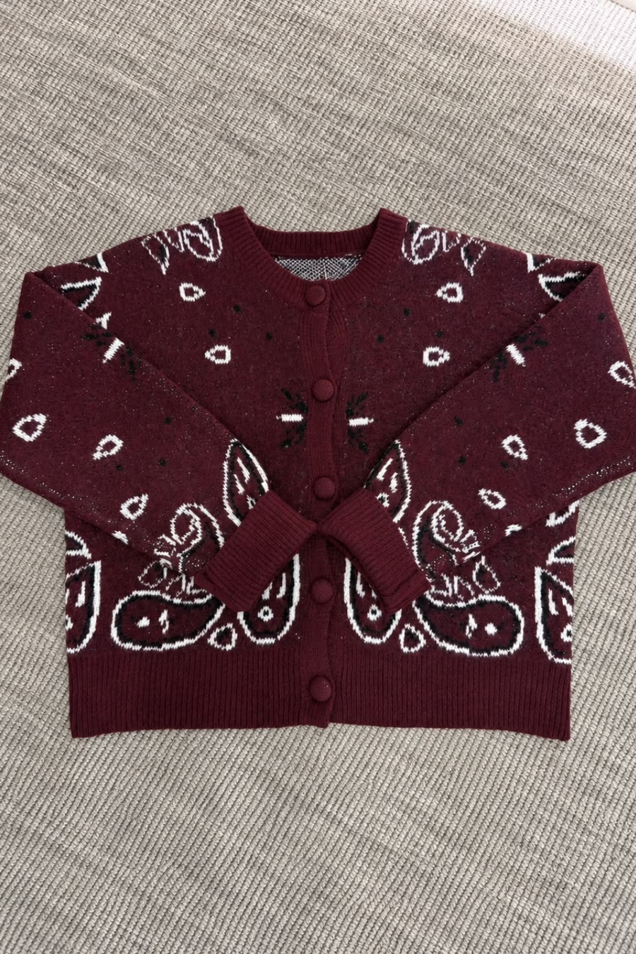 Gilet bandana bordeaux à boutons