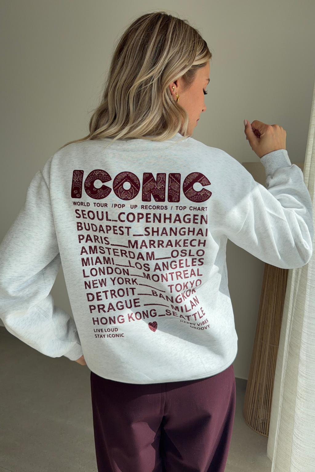 Sweat iconic gris - bordeaux