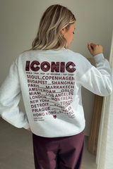 Sweat iconic gris - bordeaux
