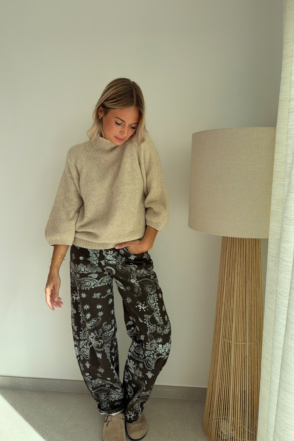 Pull beige manche 3/4