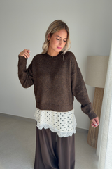 Pull choco à dentelle