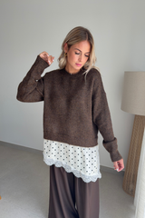 Pull choco à dentelle