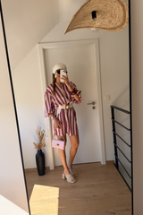 Robe rayée lilas et écrus
