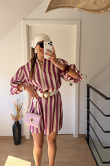Robe rayée lilas et écrus