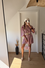 Robe rayée lilas et écrus