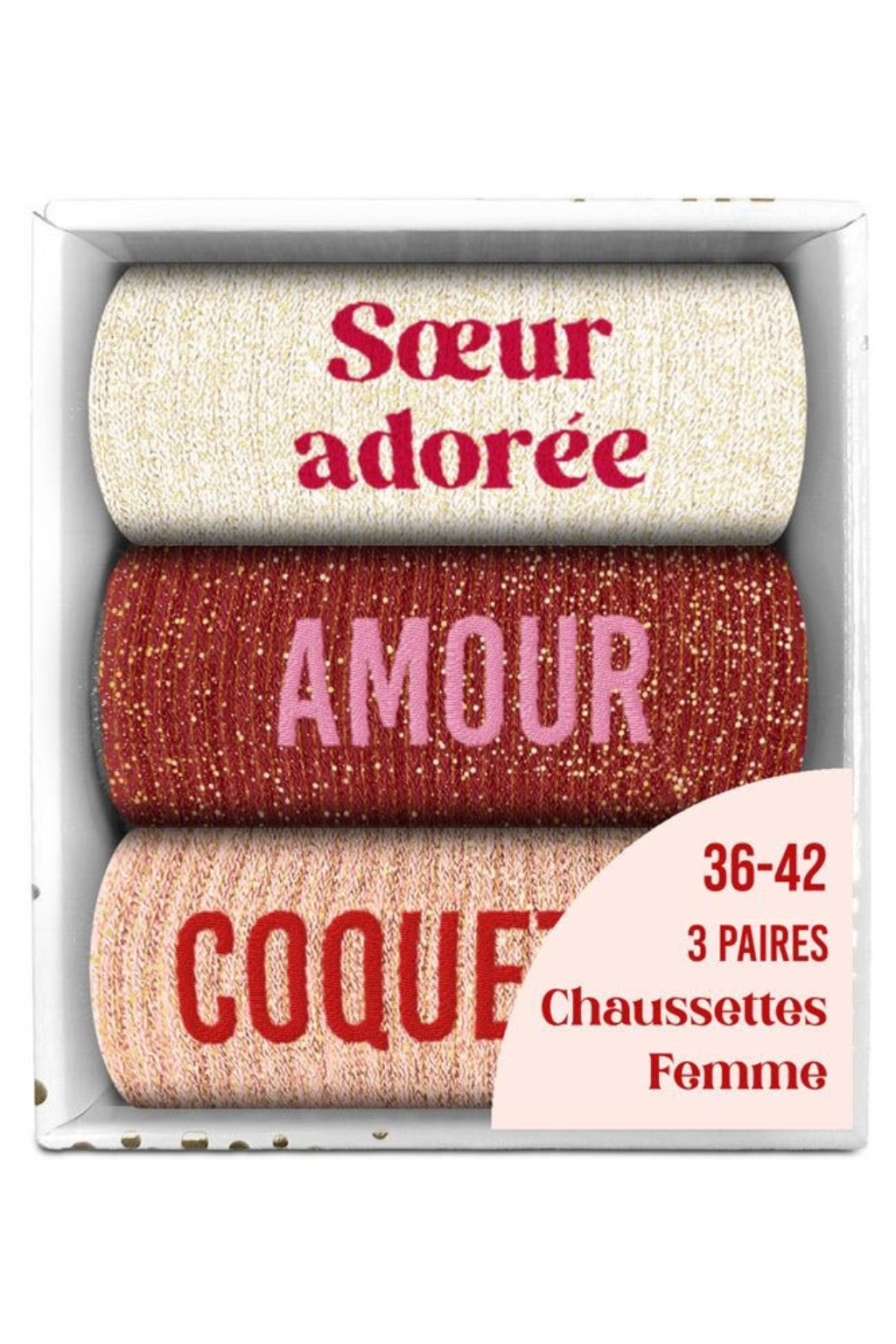 Coffret chaussettes à paillettes Soeur adorée