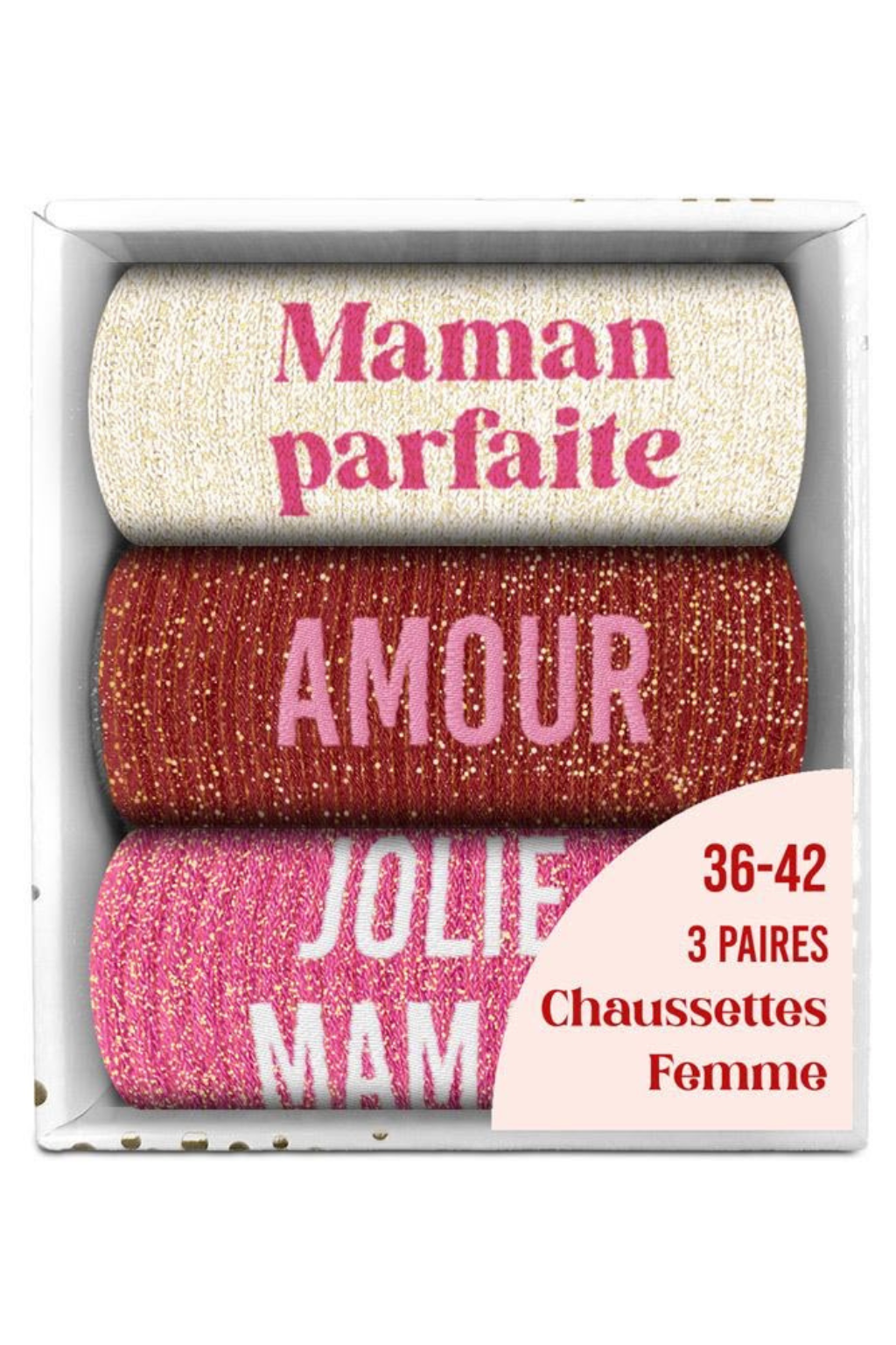 Coffret chaussettes à paillettes Maman d'amour