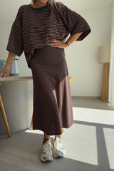 Jupe lignée marron