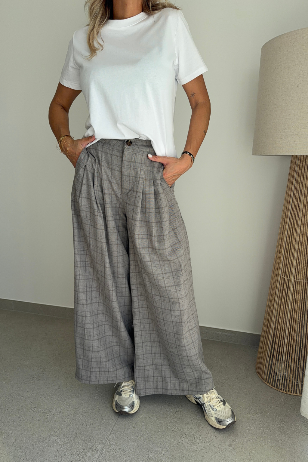 Pantalon à carreaux café