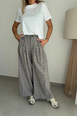 Pantalon à carreaux café