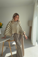Pull ligné doré et beige