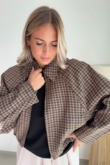 Veste à carreaux camel