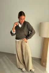 Pantalon en velours beige
