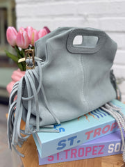 Sac en daim bleu ciel