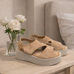 Sandales plateformes beige