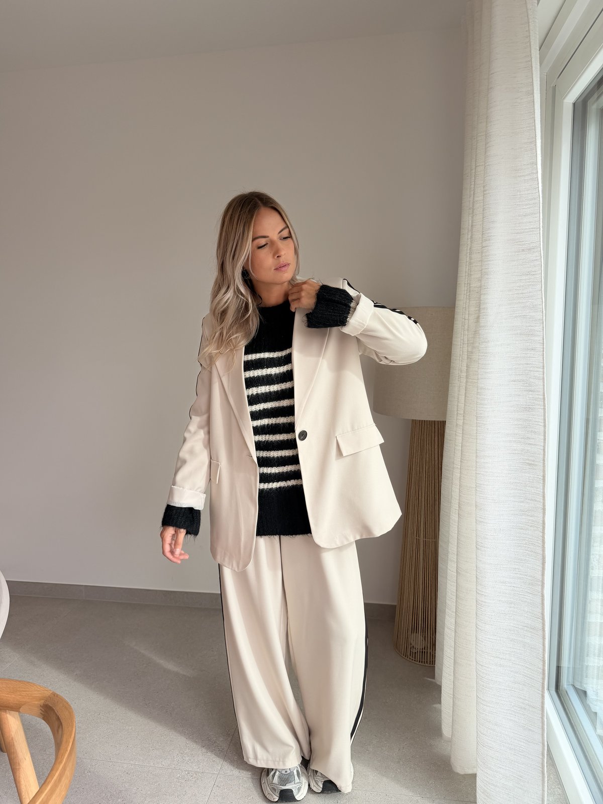 Blazer beige à bandes