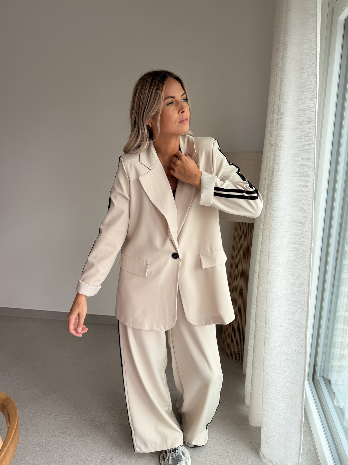 Blazer beige à bandes