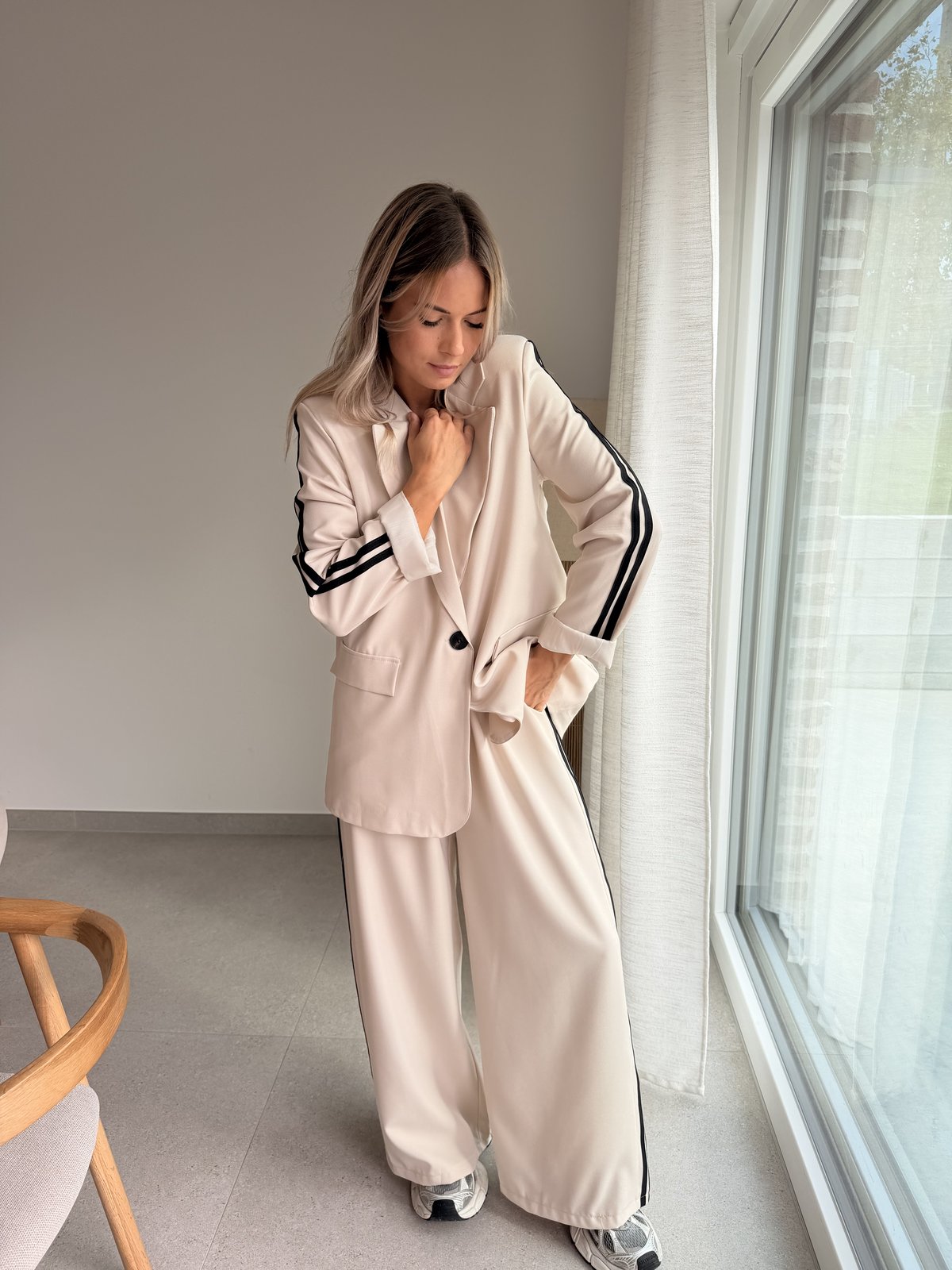 Blazer beige à bandes