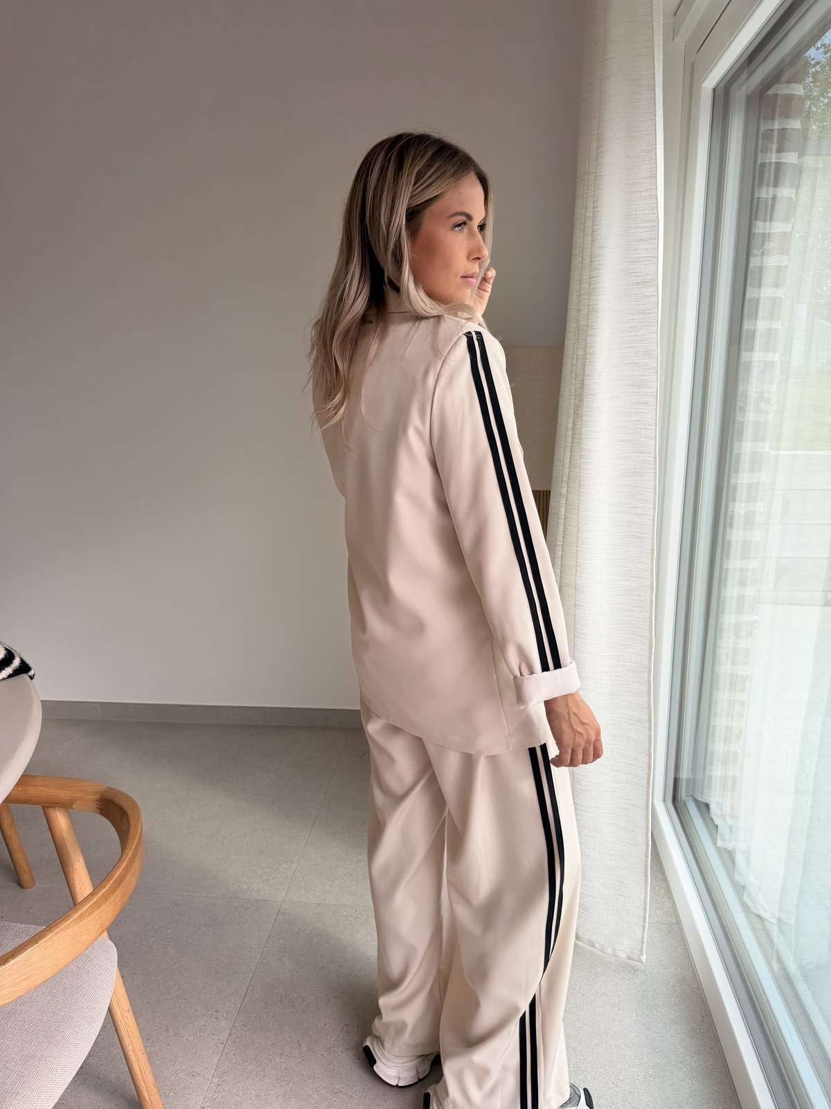 Blazer beige à bandes