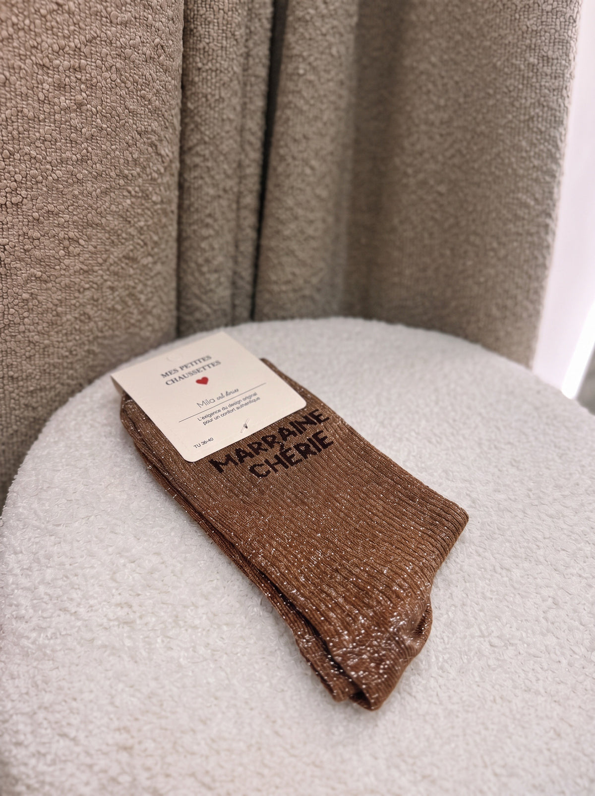 Chaussettes Marraine chérie caramel
