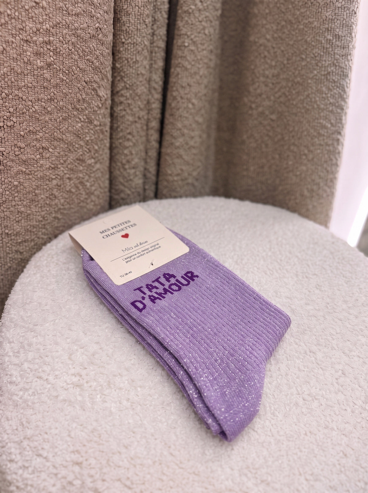 Chaussettes Tata d'amour lilas