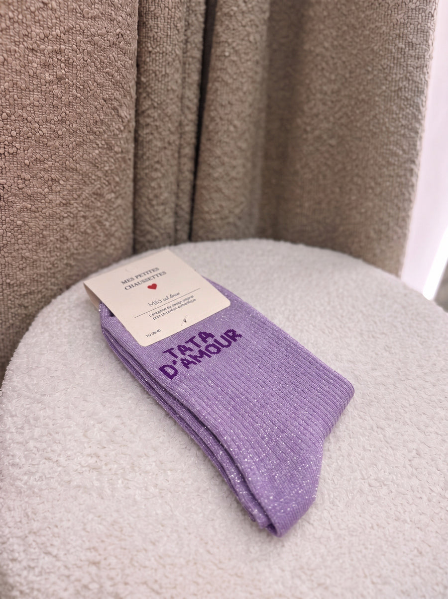 Chaussettes Tata d'amour lilas
