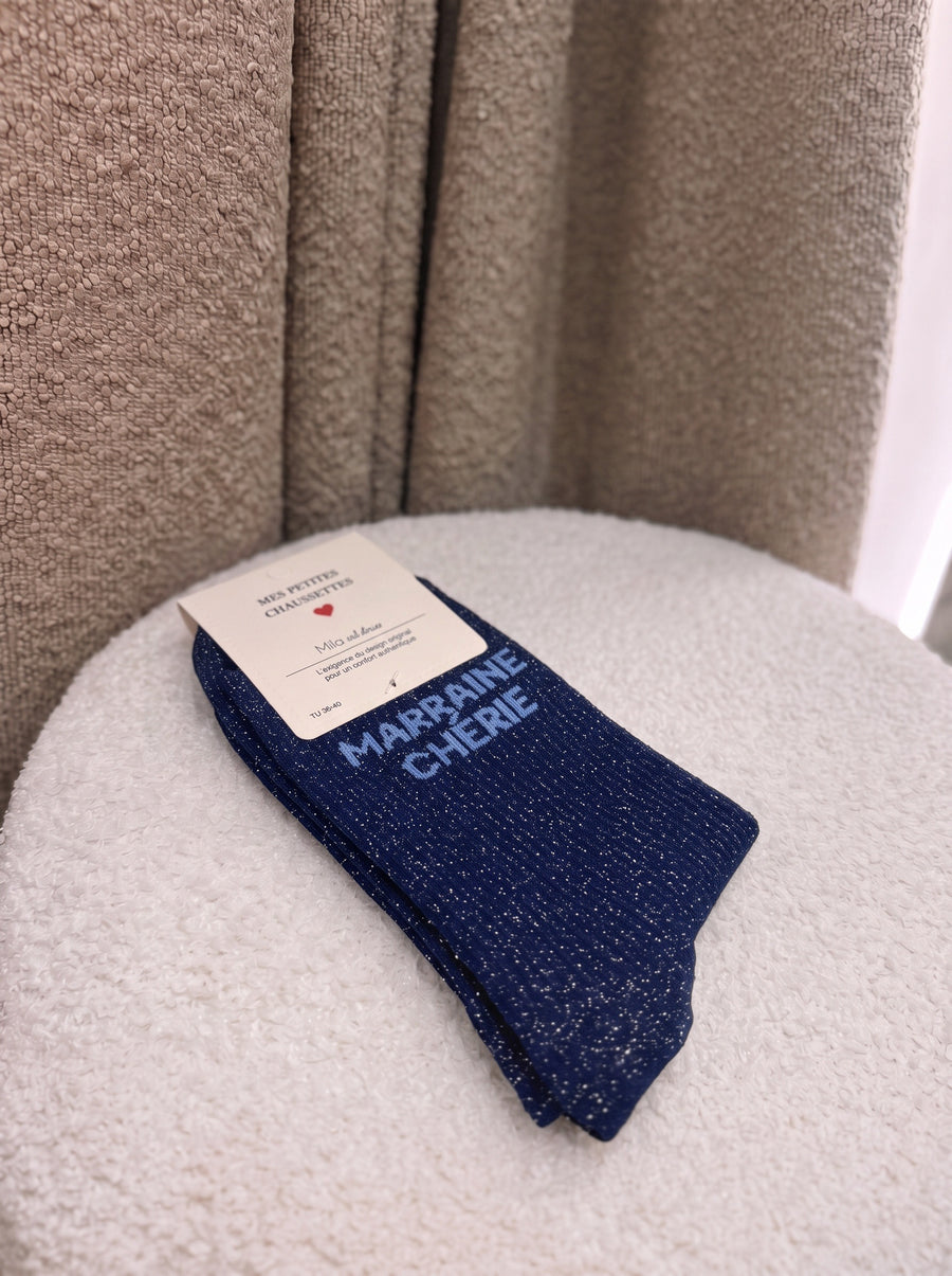 Chaussettes Marraine chérie marine