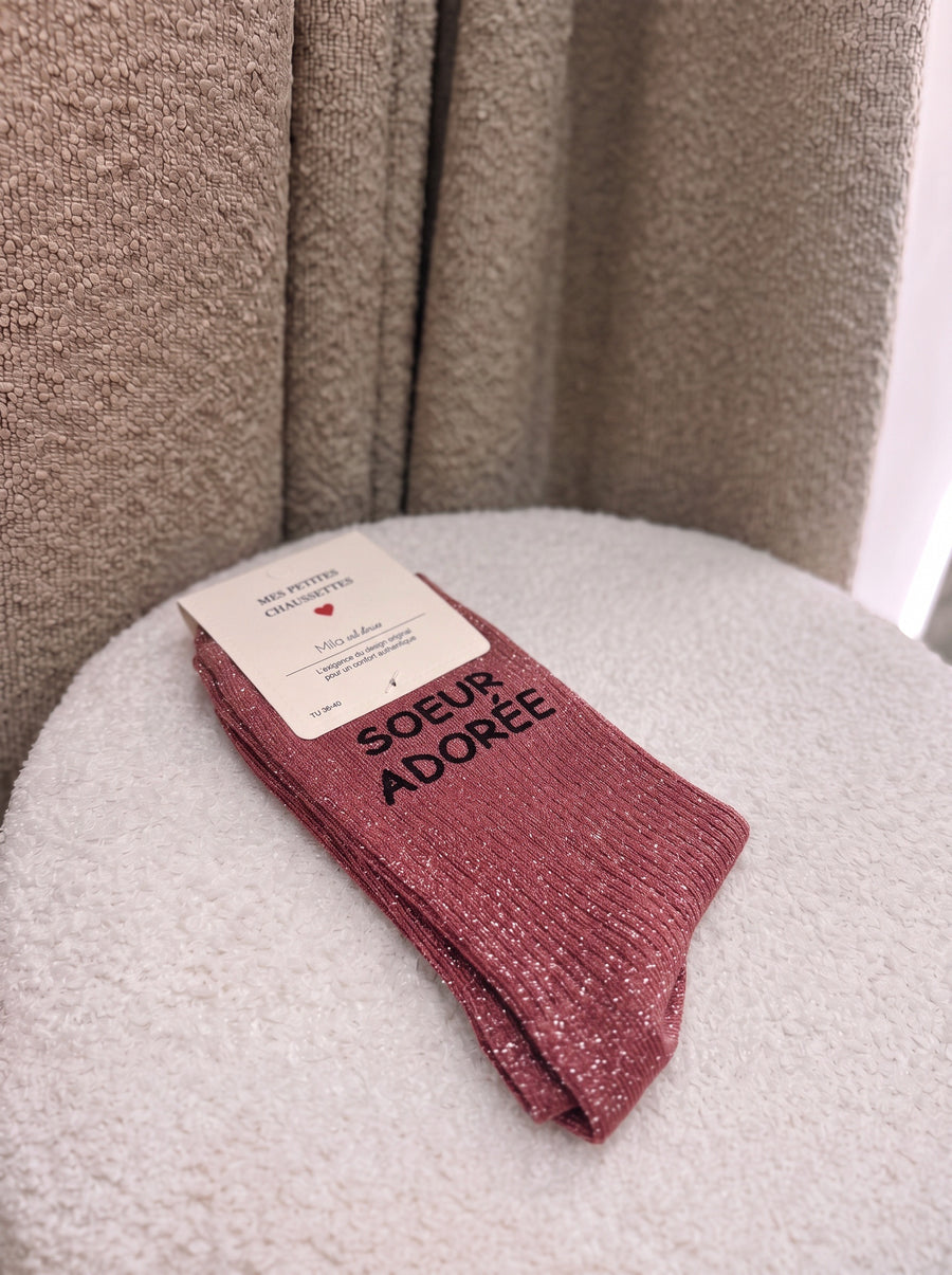 Chaussettes Sœur adorée framboise