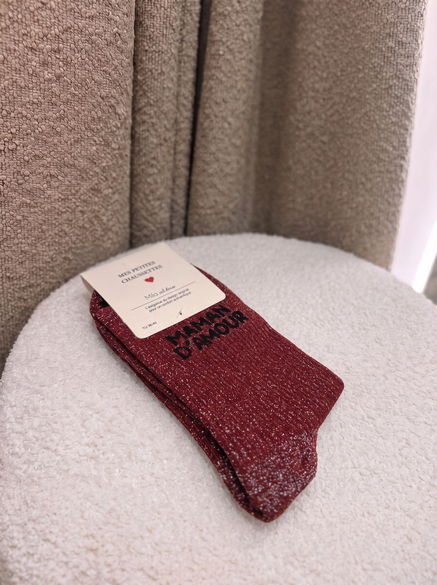 Chaussettes Maman d'amour rouge