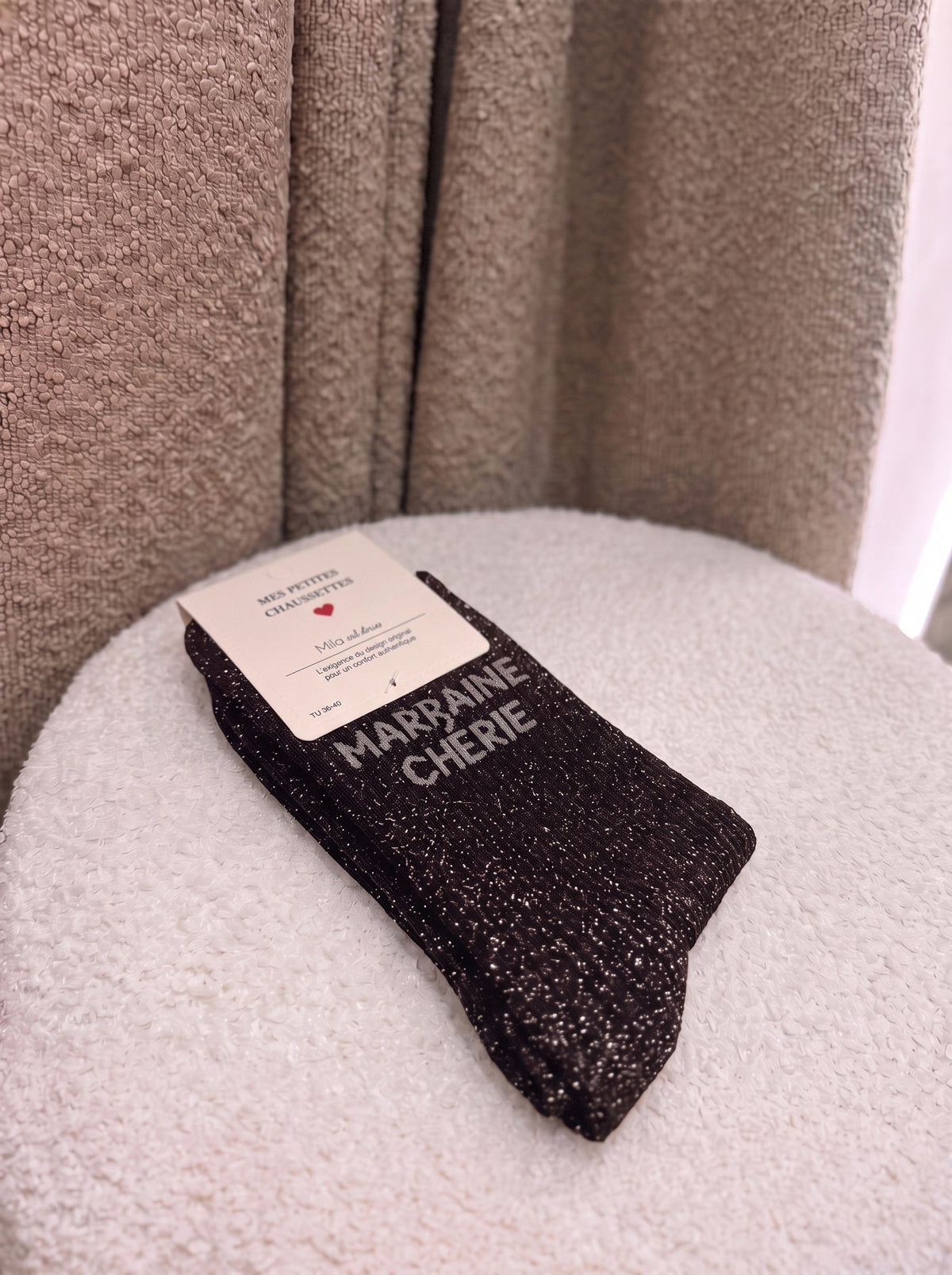 Chaussettes Marraine chérie chocolat foncé
