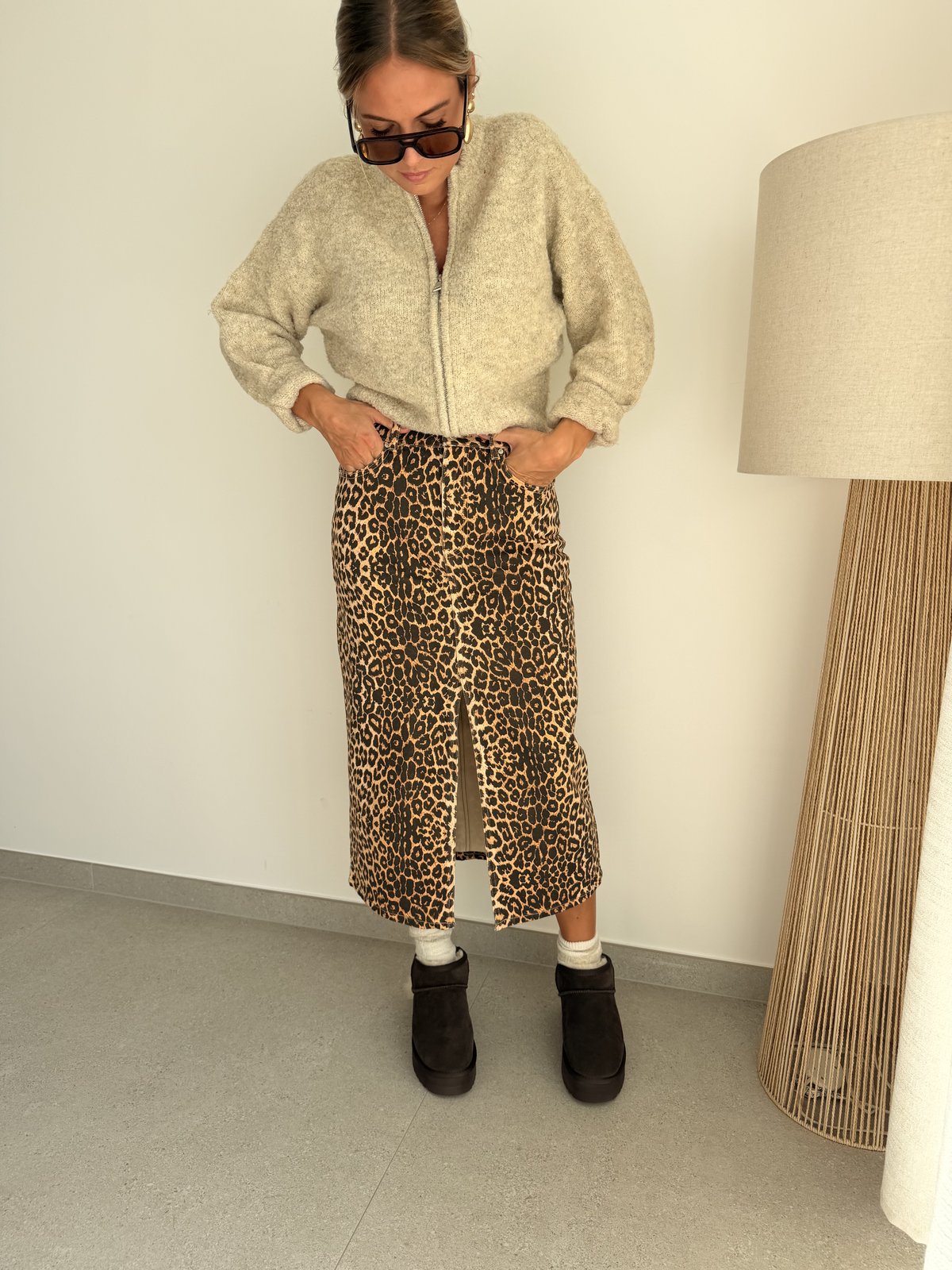 Jupe en jeans léopard
