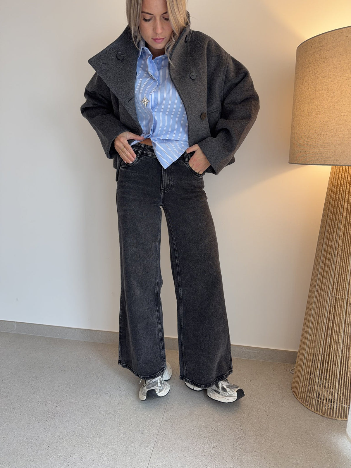 Jeans wide leg gris foncé