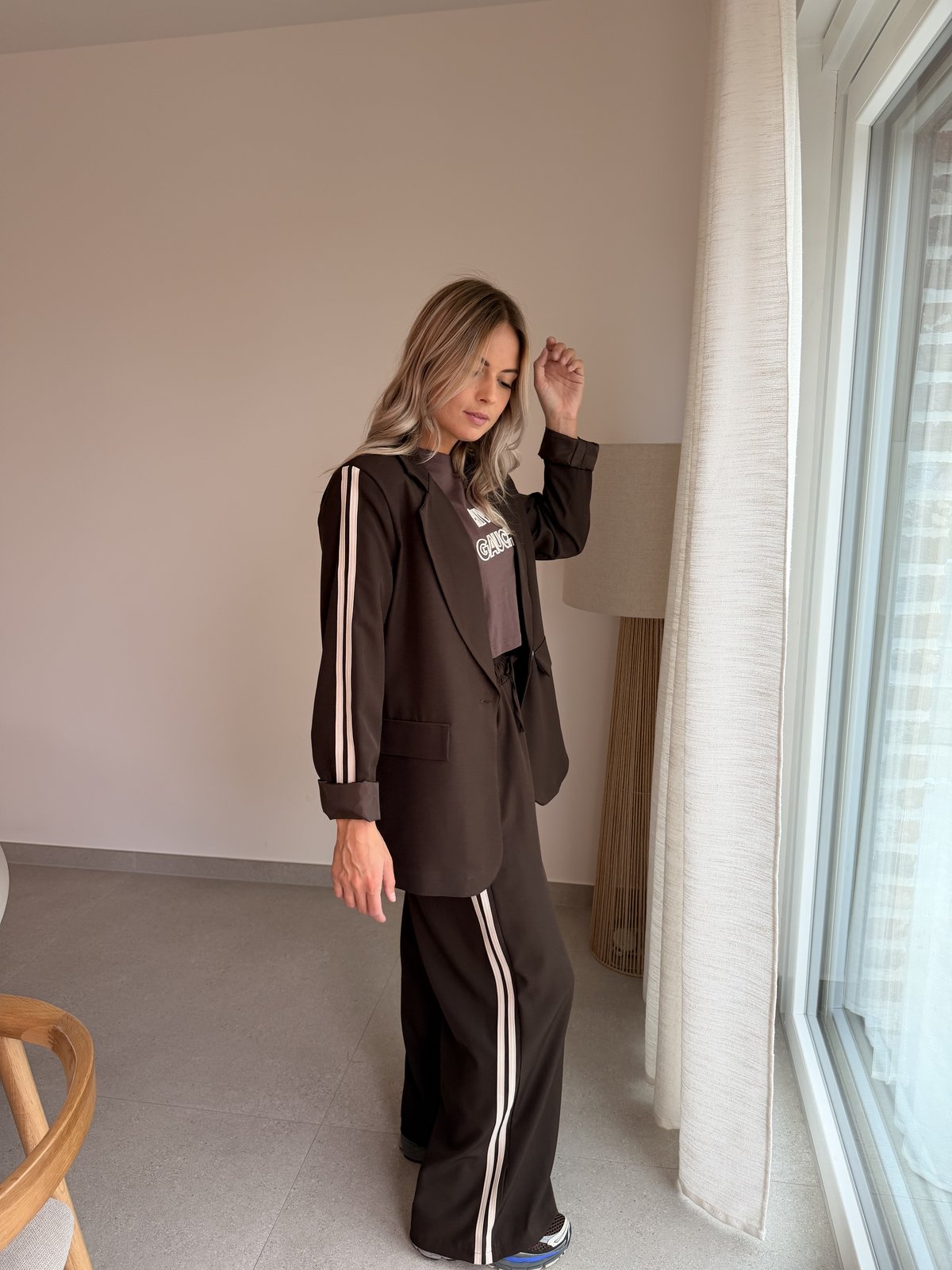 Pantalon blazer choco à bandes