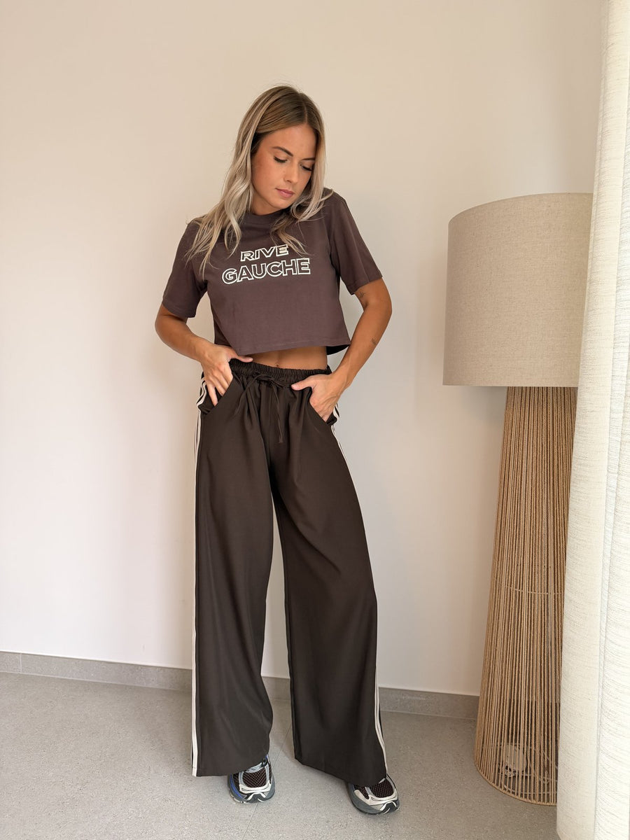 Pantalon blazer choco à bandes