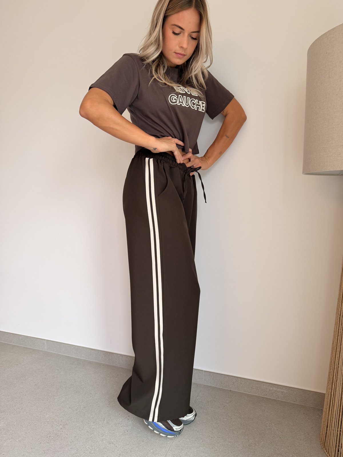 Pantalon blazer choco à bandes