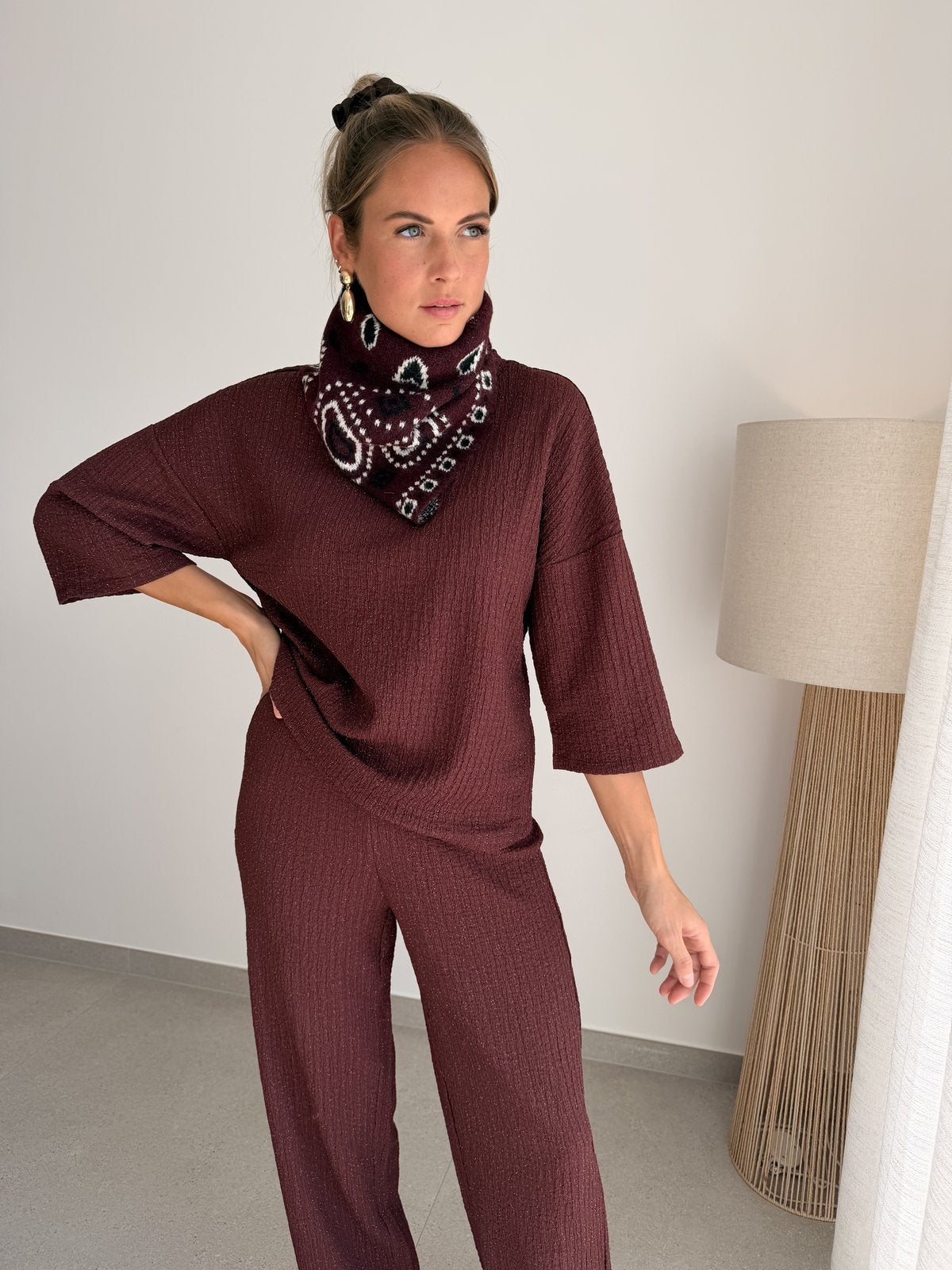 Pantalon Milla glitter bordeaux