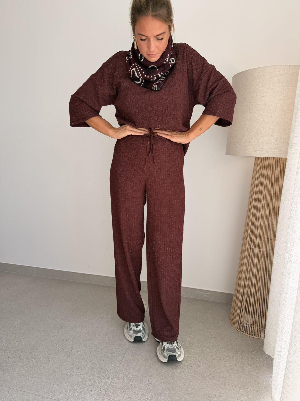 Pantalon Milla glitter bordeaux