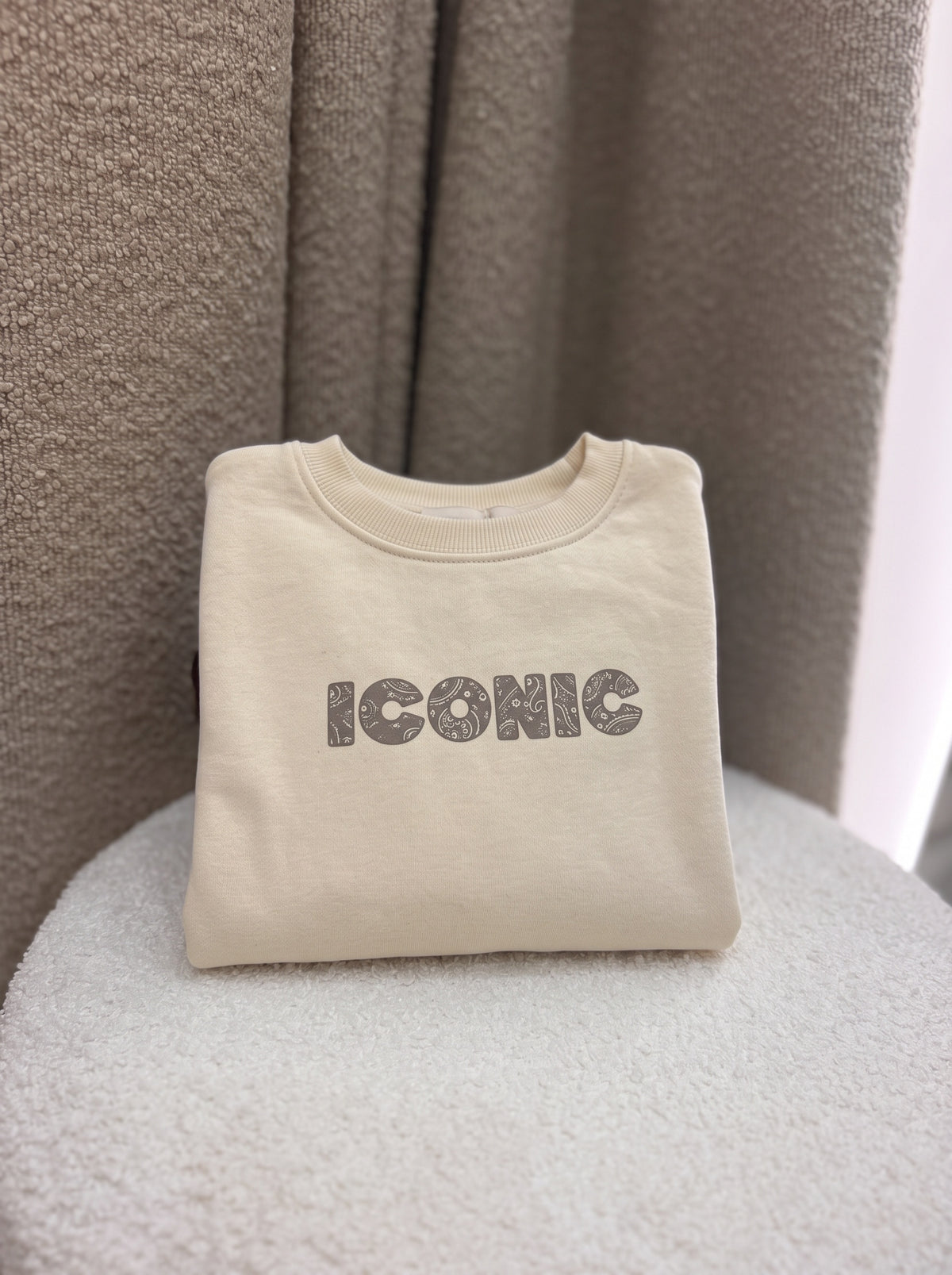 Pull Iconic beige enfant, devant