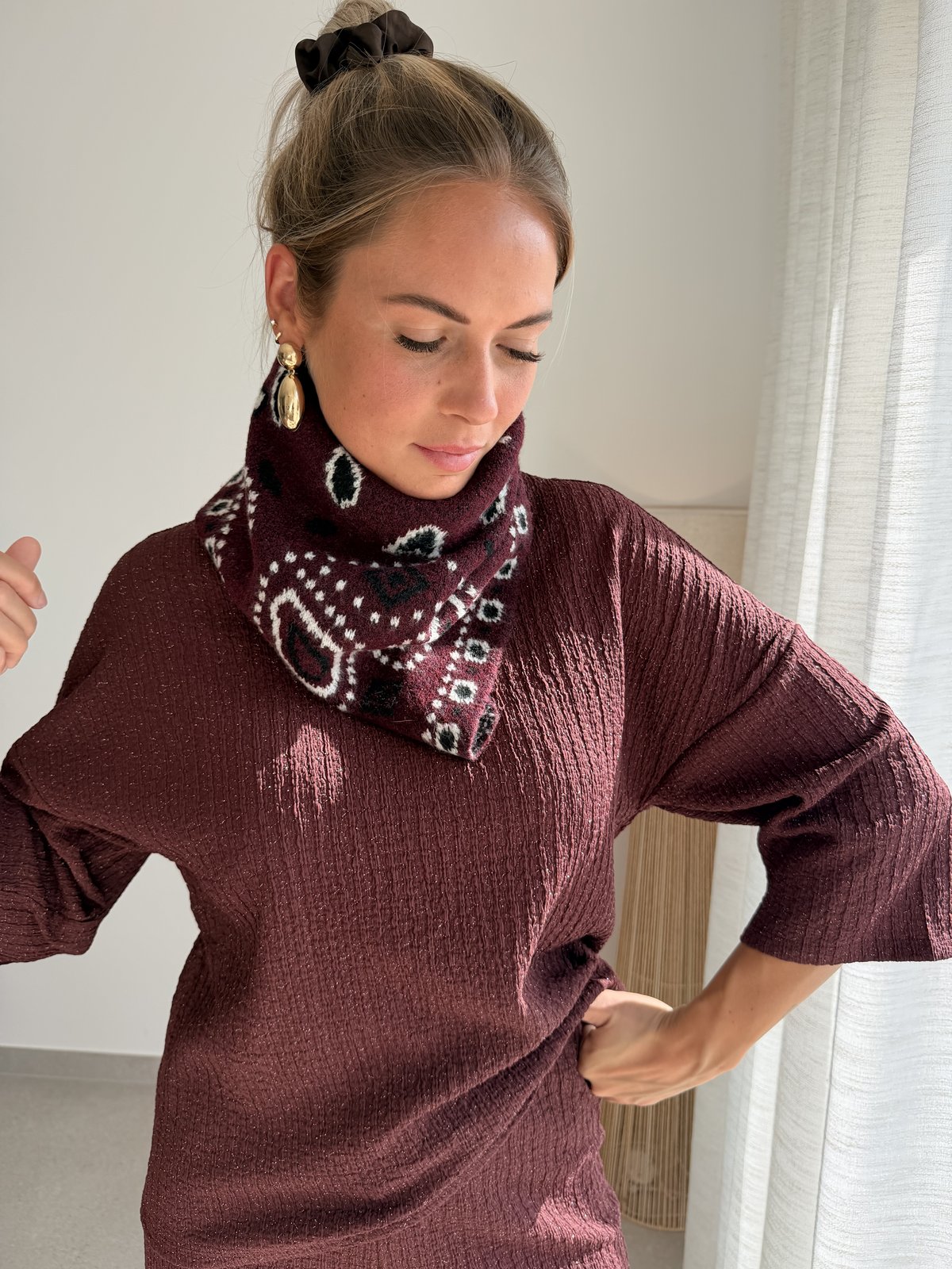 Top Milla glitter bordeaux