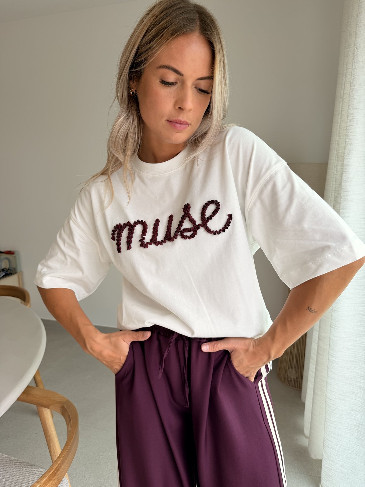 T-shirt Boris blanc et bordeaux